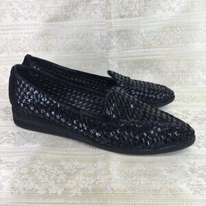 Trotter's "Kelly" Loafers Black Woven Leather Size 11N
